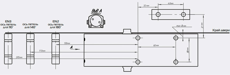 Шаблон для установки доводчика Шаблон для установки доводчика
