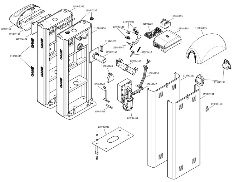 Запчасти для шлагбаума CAME GARD 8000 Запчасти для шлагбаума CAME GARD 8000