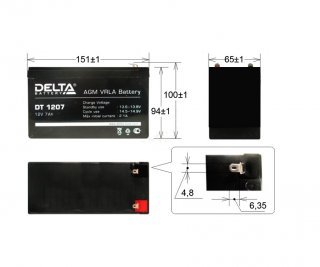 DELTA DT 1207 аккумулятор фото